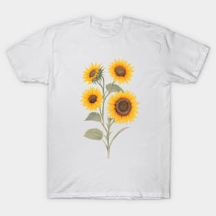 Sunflower Minimal Watercolor Art T-Shirt